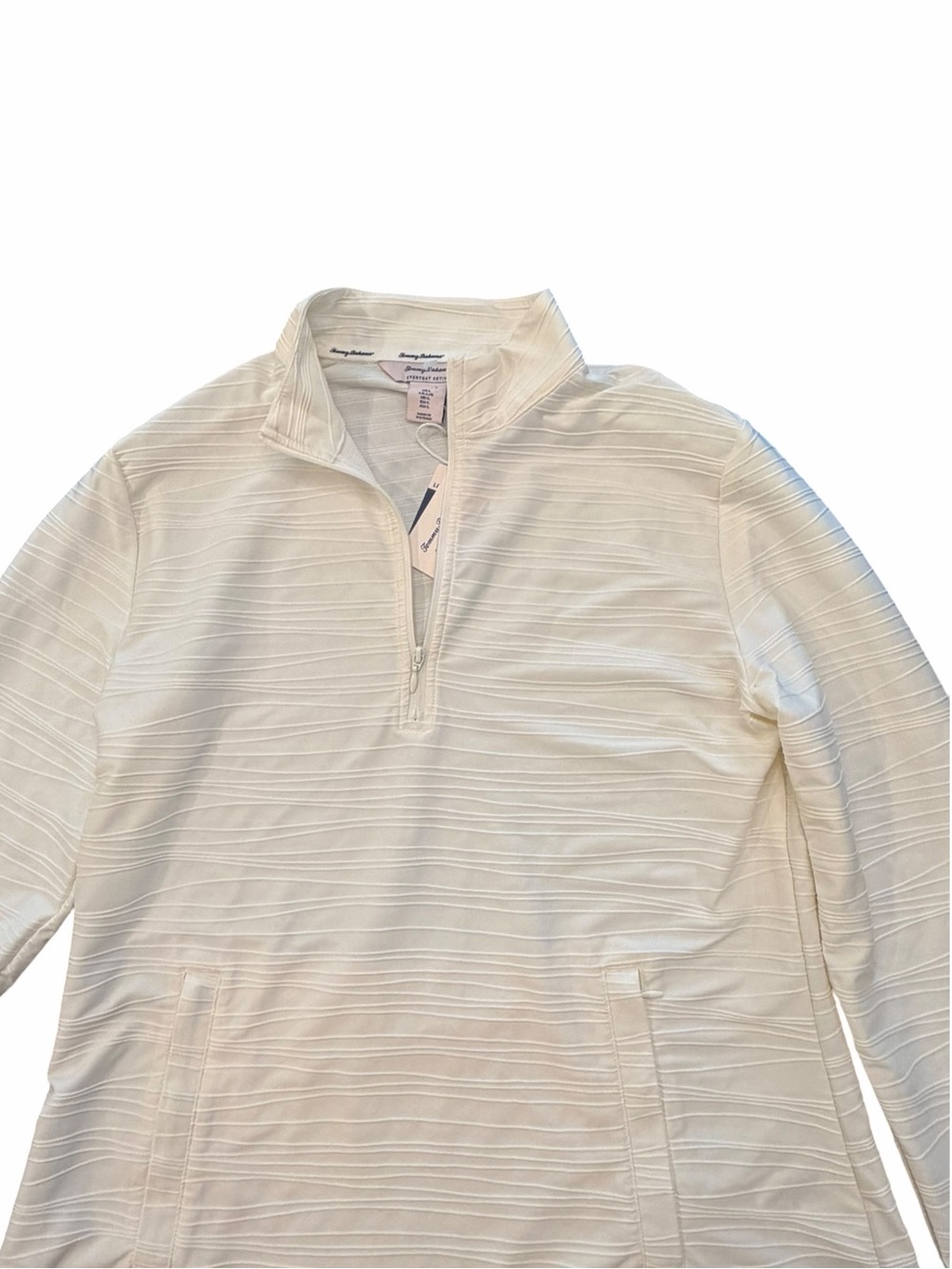 Tommy Bahama WHITE Jacket Golf Half Zip Performance LS UPF50 Womens Large NWT - Picture 5 of 15